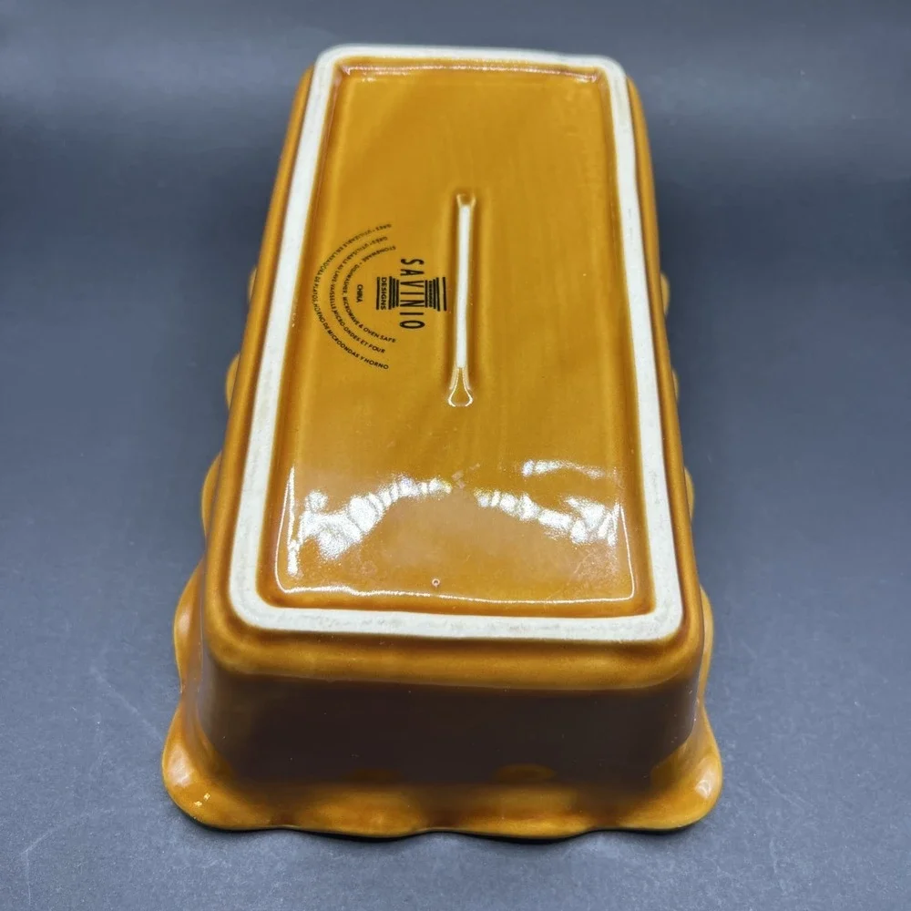 Savinio Designs Stoneware Brown Rectangle Casserole/Bread Baking Dish 9x5x3
